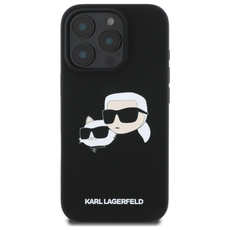 Karl Lagerfeld Silicone Double Heads Print MagSafe - Etui iPhone 16 Pro Max (czarny) (KLHMP16XSKCHPPLK)