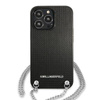 Karl Lagerfeld Leather Textured and Chain - Etui iPhone 13 Pro (czarny) (KLHCP13LPMK)