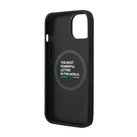 BMW Leather Hot Stamp Tricolor MagSafe – Etui iPhone 14 Plus (Czarny) (BMHMP14M22PTDK)