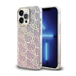 Hello Kitty IML Gradient Electrop Crowded Kitty Head - Etui iPhone 13 Pro (różowy) (HKHCP13LHCHPEP)