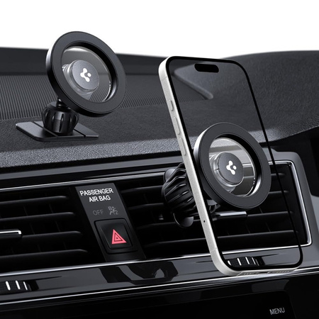 Spigen MFT13 Magnetic Dashboard & Vent Car Mount - Magnetyczny uchwyt samochodowy MagSafe (Czarny) (ACP08315)