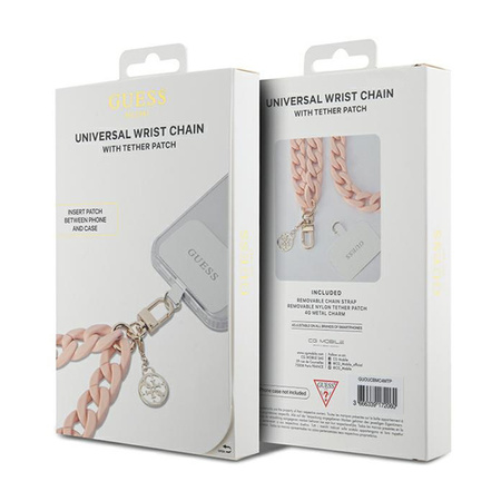 Guess Universal Big Hand Strap Acrylic 4G Charm - Uniwersalny pasek do telefonu (Różowy) (GUOUCBMC4MP)