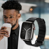 Crong Eclipse - Skórzany pasek magnetyczny Apple Watch 44/45/46/49 mm (czarny) (CRG-44ECL-BLK)