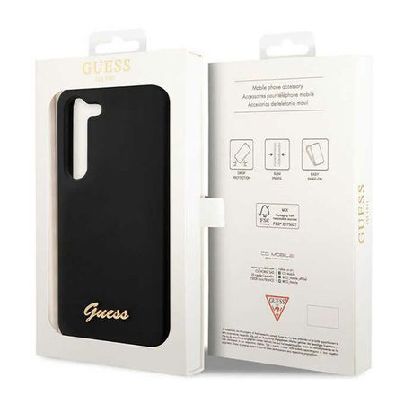 Guess Silicone Script Metal Logo - Etui Samsung Galaxy S23 (czarny) (GUHCS23SSLSMK)
