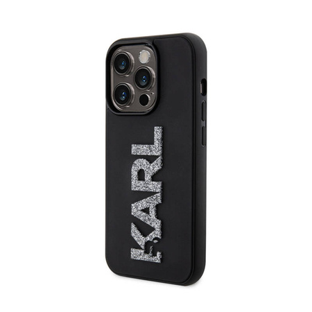 Karl Lagerfeld 3D Rubber Glitter Logo - Etui iPhone 15 Pro (czarny) (KLHCP15L3DMBKCK)