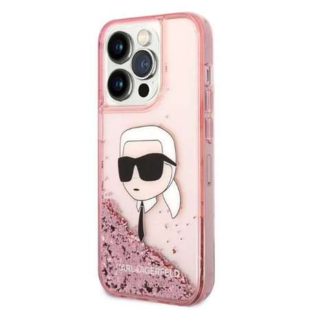 Karl Lagerfeld Liquid Glitter NFT Karl's Head - Etui iPhone 14 Pro Max (różowy) (KLHCP14XLNKHCP)