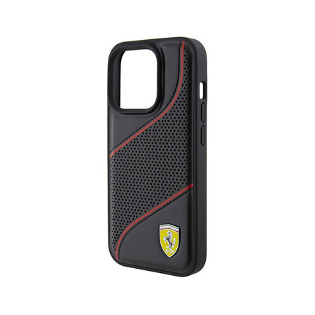 Ferrari Perforated Waves Metal Logo - Etui iPhone 15 Pro (czarny) (FEHCP15LPWAK)