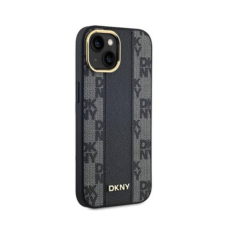 DKNY Leather Checkered Mono Pattern MagSafe - Etui iPhone 15 / 14 / 13 (czarny) (DKHMP15SPCPVSLK)