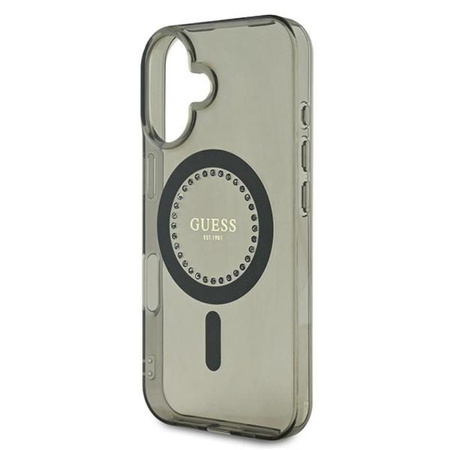 Guess IML Rhinestones MagSafe - Etui iPhone 16 Plus (czarny) (GUHMP16MPFTDTEK)