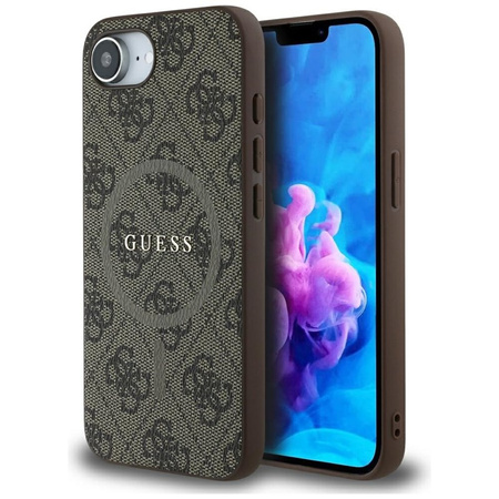 Guess 4G Ring Classic Logo MagSafe - Etui do iPhone 16e (brązowy) (GUHMPSE4G4GFRW)