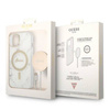 Guess Bundle Pack MagSafe IML Marble - Zestaw etui + ładowarka MagSafe iPhone 14 Plus (biały/złoty) (GUBPP14MHMEACSH)