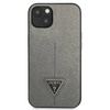 Guess Saffiano Triangle Logo Case – Etui iPhone 13 mini (srebrny) (GUHCP13SPSATLG)