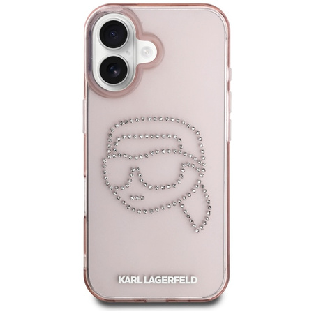 Karl Lagerfeld IML Rhinestones Karl Head - Etui do iPhone 16 (różowy) (KLHCP16SHKHDCELP)