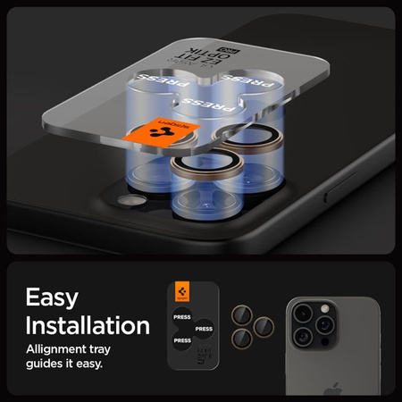 Spigen Optik Pro GLAS.TR EZ Fit Camera Protector 2-Pack - Szkło ochronne na obiektyw do iPhone 16 Pro / 16 Pro Max (2 szt) (Desert Titanium) (AGL08862)