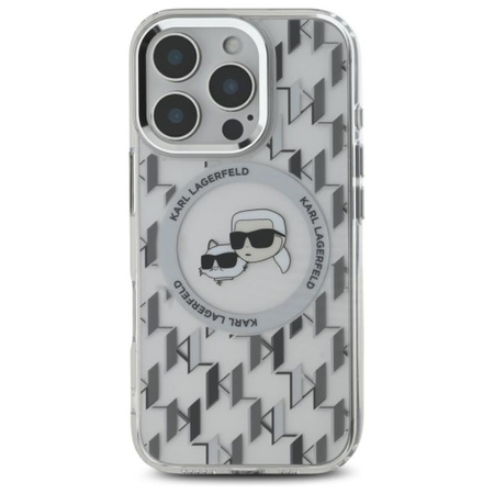 Karl Lagerfeld IML Monogram Karl Choupette Head MagSafe Etui iPhone 16 Pro