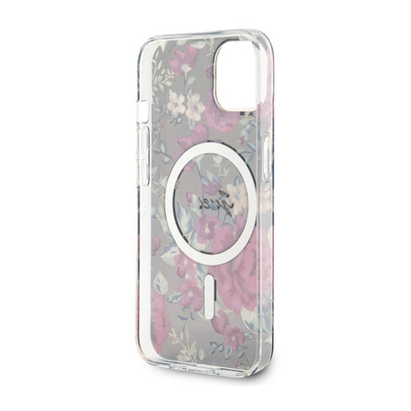 Guess Flower MagSafe - Etui iPhone 14 Plus (Zielony) (GUHMP14MHCFWSA)