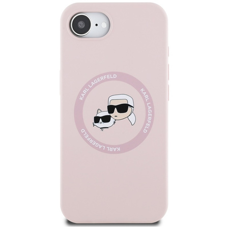 Karl Lagerfeld Silicone Karl & Choupette Heads MagSafe - Etui do iPhone 16e (różowy) (KLHMPSE4SKCHTCP)