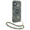 Guess IML Flowers Allover Electro With Pearl Strap MagSafe - Etui iPhone 16 Plus (zielony) (GUHMP16MHCPOFPA)