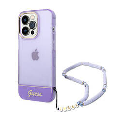 Guess Translucent Pearl Strap - Etui iPhone 14 Pro (fioletowy) (GUHCP14LHGCOHU)