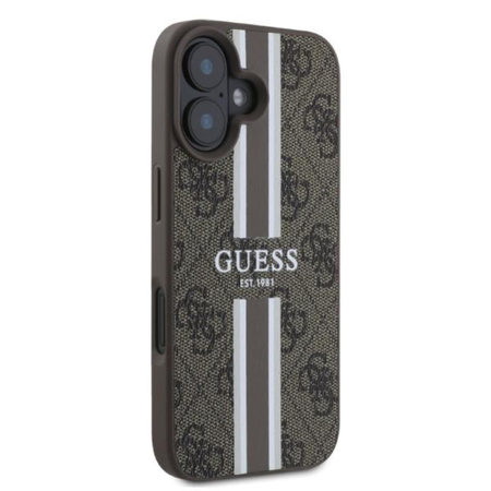 Guess 4G Printed Stripes MagSafe - Etui iPhone 16 (brązowy) (GUHMP16SP4RPSW)