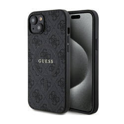 Guess 4G Collection Leather Metal Logo MagSafe - Etui iPhone 15 / 14 / 13 (czarny) (GUHMP15SG4GFRK)