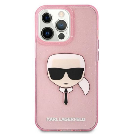 Karl Lagerfeld Karl’s Head Glitter - Etui iPhone 13 Pro Max (różowy) (KLHCP13XKHTUGLP)