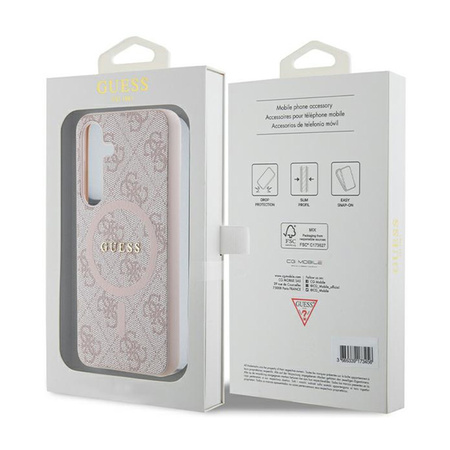 Guess 4G Collection Leather Metal Logo MagSafe - Etui Samsung Galaxy S24 (różowy) (GUHMS24SG4GFRP)