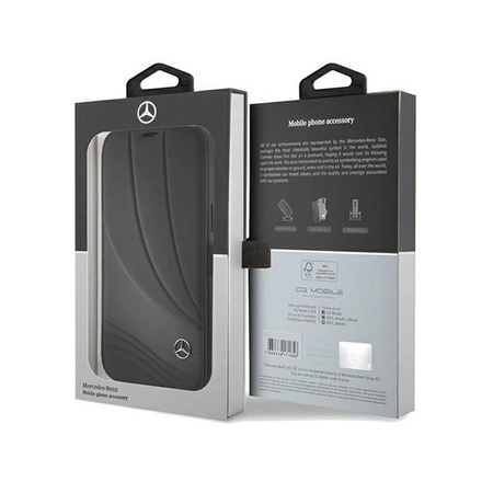 Mercedes Booktype Leather Wave Pattern - Etui iPhone 15 Pro (czarny) (MEBKP15L8ROLK)