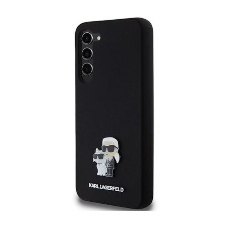 Karl Lagerfeld Silicone Karl & Choupette Metal Pin - Etui Samsung Galaxy S24+ (czarny) (KLHCS24MSMHKCNPK)