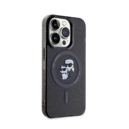 Karl Lagerfeld Karl & Choupette Glitter Magsafe - Etui iPhone 15 Pro (czarny) (KLHMP15LHGKCNOK)
