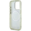 Guess Glitter Flowers Triangle Buttons MagSafe - Etui do iPhone 16 Pro (zielony) (GUHMP16LHFLPEDN)