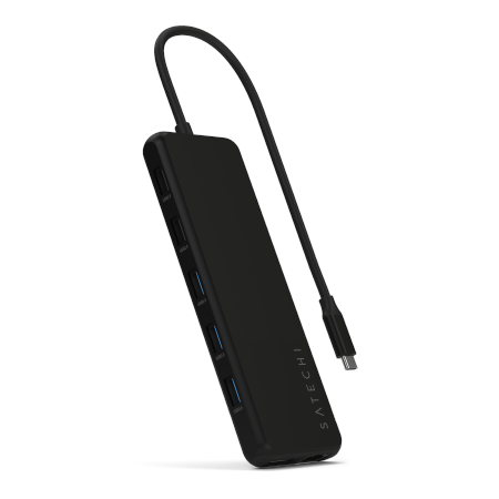 Satechi 13-in-1 USB-C Triple Display Multiport Adapter Hub USB-C (1x Ethernet 1 Gbps, 3x USB-A 5 Gbps, 1x USB-A 10 Gbps, 2x USB-A 480 Mbps, 2x USB-C 10 Gbps 85W PD, 2x HDMI 2.0 4K@60Hz, DP 1.4 8K@60Hz, 3.5 mm Audio in/out) (black) (ST-P3D13K)