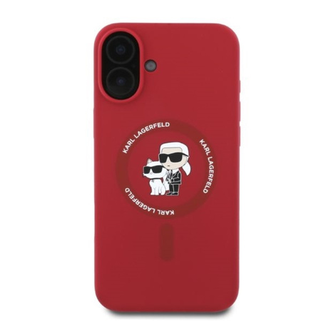 Karl Lagerfeld Silicone Karl & Choupette Ring MagSafe - Etui iPhone 16 (czerwony) (KLHMP16SSCMKCRHR)