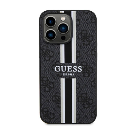 Guess 4G Printed Stripes MagSafe - Etui iPhone 13 Pro Max (Czarny) (GUHMP13XP4RPSK)