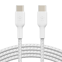 Belkin Kabel w oplocie USB-C na USB-C 60W, 0,15 m, biały (CAB004BT0MWH)