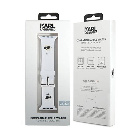 Karl Lagerfeld 3D Rubber Karl & Choupette Heads NFT - Pasek do Apple Watch 42/44/45/49 mm (biały) (KLAWLSLKCNH)