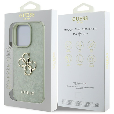 Guess Grained Big 4G Logo Small Classic Logo - Etui do iPhone 16 Pro (zielony) (GUHCP16LPGT4MBN)