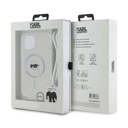 Karl Lagerfeld Crossbody IML Karl Head MagSafe - Etui iPhone 15 / 14 / 13 (przezroczysty) (KLHMP15SHCKHNT)