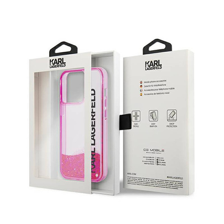 Karl Lagerfeld Liquid Glitter Translucent Elongated Logo Case – Etui iPhone 14 Pro Max (różowy) (KLHCP14XLCKVF)