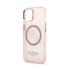 Guess Gold Outline Translucent MagSafe - Etui iPhone 13 (różowy) (GUHMP13MHTCMP)