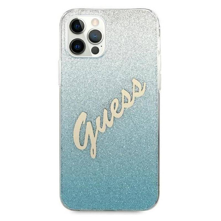 Guess Glitter Gradient Script - Etui iPhone 12 Pro Max (niebieski) (GUHCP12LPCUGLSBL)
