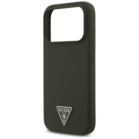 Guess Silicone Triangle Logo MagSafe - Etui iPhone 17 Pro (khaki) (GUHMP17LSCTRLMA)
