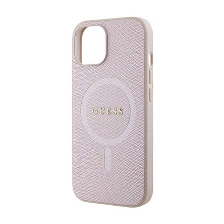 Guess Saffiano MagSafe - Etui iPhone 15 Plus (różowy) (GUHMP15MPSAHMCP)