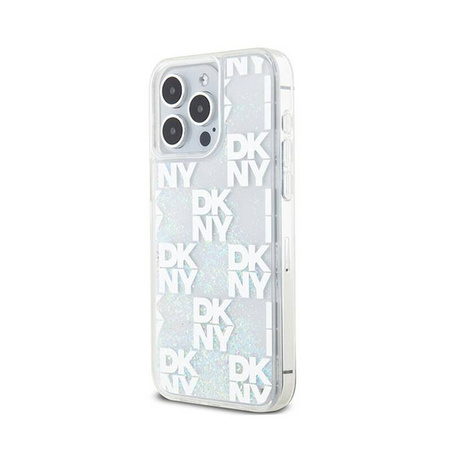 DKNY Liquid Glitter Multilogo - Etui iPhone 15 Pro Max (biały) (DKHCP15XLCPEPT)