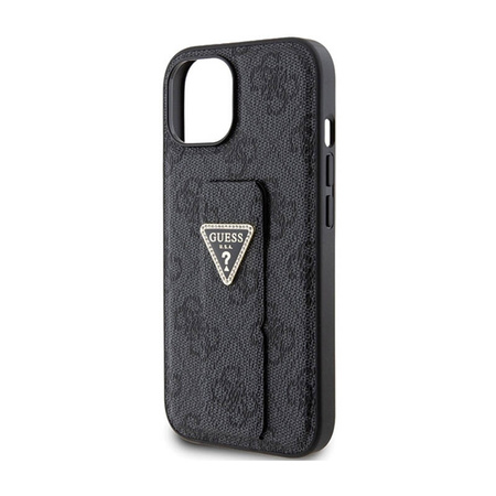 Guess Grip Stand 4G Triangle Strass Logo - Etui iPhone 15 (czarny) (GUHCP15SPGS4TDK)
