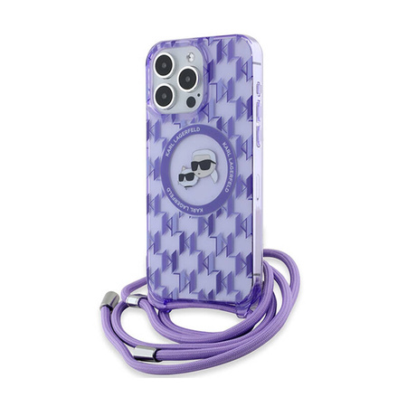 Karl Lagerfeld IML Crossbody Monogram Karl & Choupette Head MagSafe - Etui iPhone 15 Pro Max (fioletowy) (KLHMP15XHCKCKLCU)