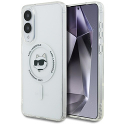 Karl Lagerfeld Button Choupette Head Printed Logo MagSafe - Etui Samsung Galaxy S25 Edge (biały) (KLHMS25EHLSCHH)