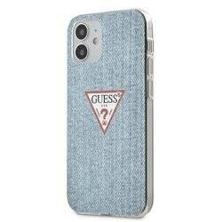 Guess Denim Triangle Lt - Etui iPhone 12 Mini (niebieski) (GUHCP12SPCUJULLB)