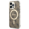 Guess Bundle Pack MagSafe 4G - Zestaw etui + ładowarka MagSafe iPhone 13 Pro (brązowy/złoty) (GUBPP13LH4EACSW)