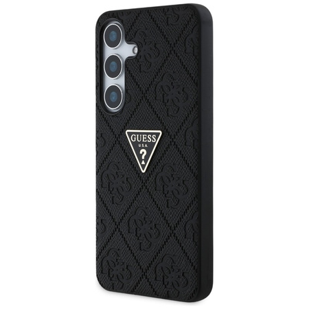 Guess Hot Stamp 4G Pattern Triangle Metal Logo - Etui do Samsung Galaxy S25 (czarny) (GUHCS25SPGP4STRK)